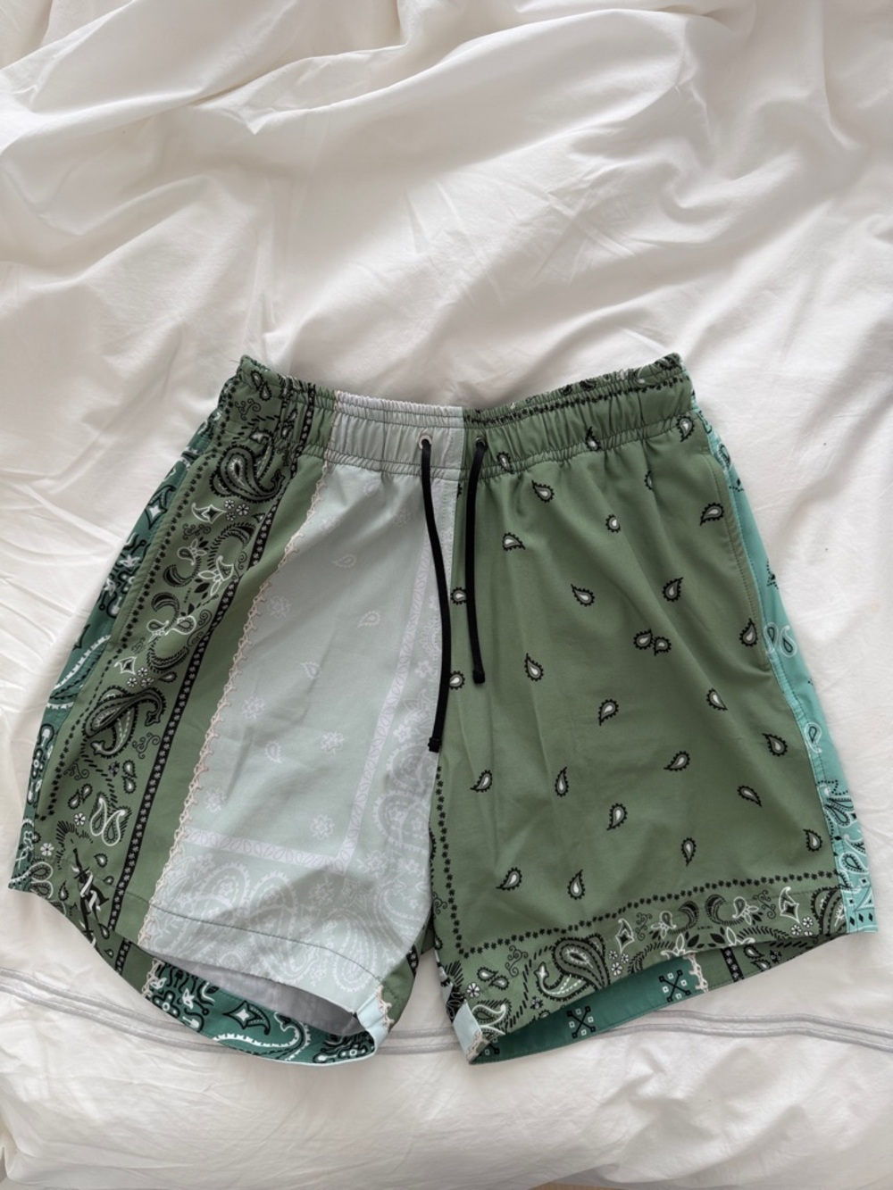 AMIRI Green Patchwork Bandana Swim Shorts